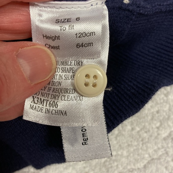 Lucie & Marc navy blue bunny rabbit button down cardigan girls size 6 - Picture 6 of 10